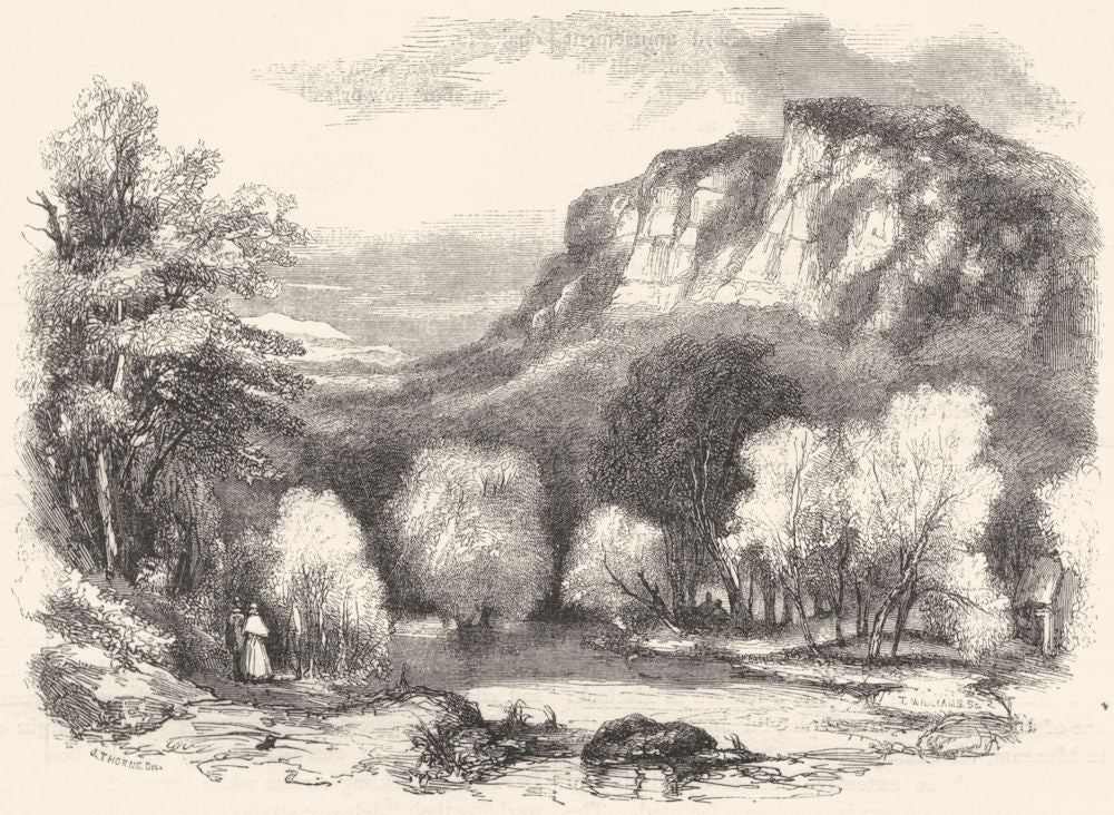 DERBYSHIRE. Matlock High Tor 1850 old antique vintage print picture